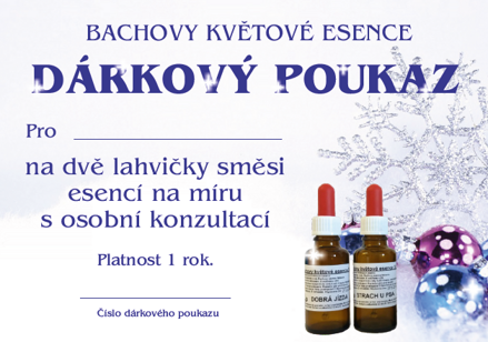 DÁRKOVÝ POUKAZ VÁNOČNÍ  493 Kč - Bachovy květové esence - konzultace a směs 2x 30 ml